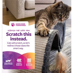 SmartyKat Scratch Scroll Sisal & Carpet Curled Cat Scratcher with Feather Toy, Color Varies