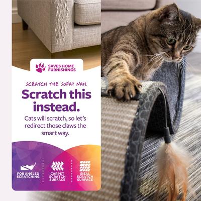 Show full view: SmartyKat Scratch Scroll Sisal & Carpet Curled Cat Scratcher with Feather Toy, Color Varies slide 2 of 9
