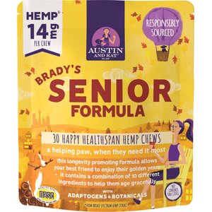 Austin and Kat Brady's All-in-1 Senior Support 14mg Broad Spectrum Hemp Chews Supplement for Dogs, 30 count