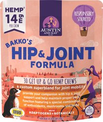 Austin and Kat Bakko's Total Hip & Joint 14mg Broad Spectrum Hemp Chews Supplement for Dogs, 30 count