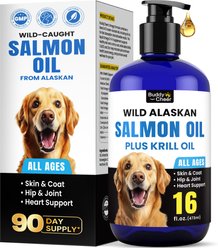 BuddyCheer Wild Alaskan Salmon Oil Flavored Liquid Skin & Coat Supplement for Dogs & Cats, 16-fl oz bottle