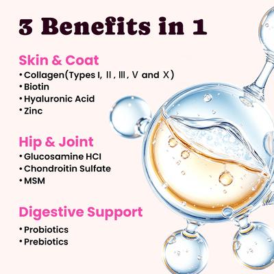 Show full view: BuddyCheer Premium Collagen Bacon Flavored Liquid Allergy Supplement for Dogs & Cats, 4-fl oz bottle slide 4 of 10