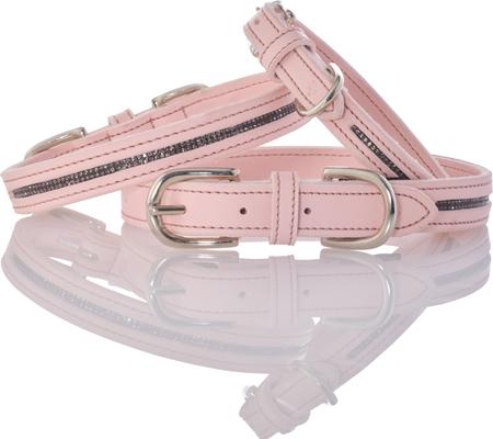 Show full view: Pet Passion Roxy The Crystal Bling Dog Collar, Blush, X-Small: 9 to 12-in neck, 3/4-in wide slide 7 of 9