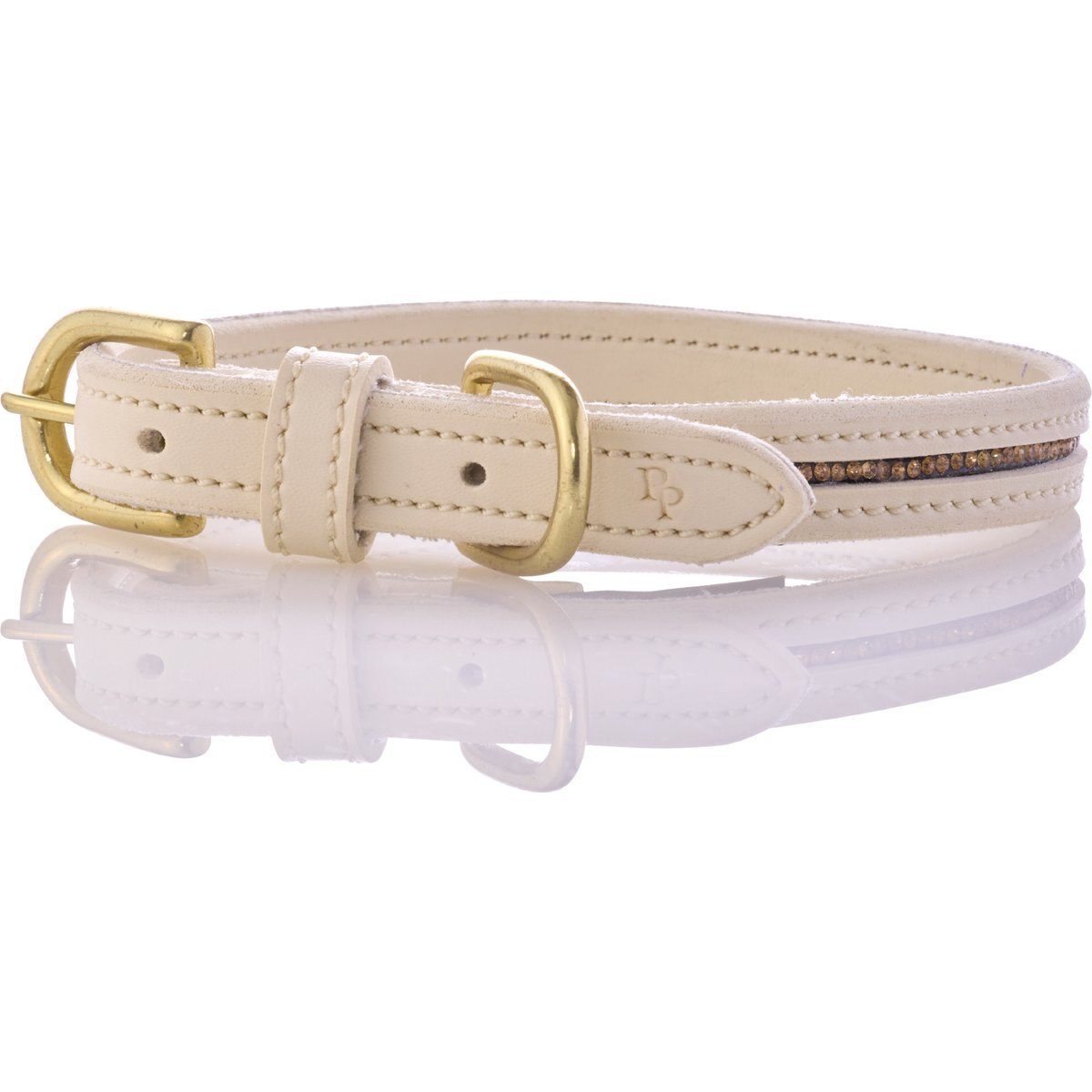 Pet Passion Roxy The Crystal Bling Dog Collar, Alabaster, X-Small: 9 to 12-in neck, 3/4-in wide