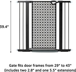 Unipaws Metal Geometric Cutout Pressure Mount Dog Gate, Black, Fits 29 to 43-in wide slide 2 of 7