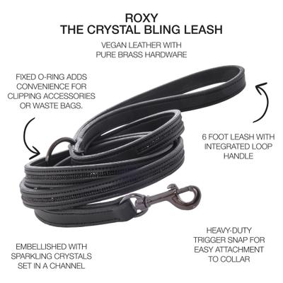 Show full view: Pet Passion Roxy The Crystal Bling Dog Leash, Black Bling, 6-ft long, 1-in wide slide 2 of 6