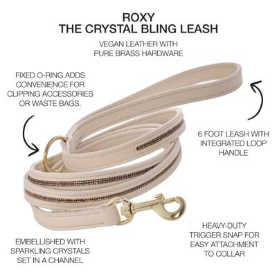 Show full view: Pet Passion Roxy The Crystal Bling Dog Leash, Alabaster, 6-ft long, 1-in wide slide 2 of 6