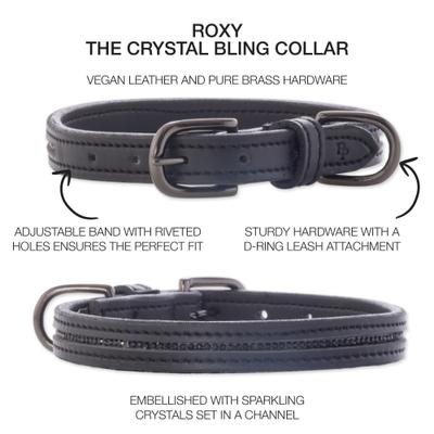 Show full view: Pet Passion Roxy The Crystal Bling Dog Collar, Black Bling, XX-Large: 22 to 26-in neck, 1-in wide slide 2 of 9