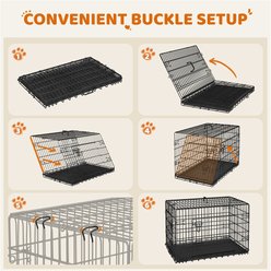 Yaheetech Foldable Wire Dog Crate with Divider, Black, 42 inch slide 2 of 6