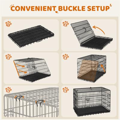Show full view: Yaheetech Foldable Wire Dog Crate with Divider, Black, 42 inch slide 6 of 7
