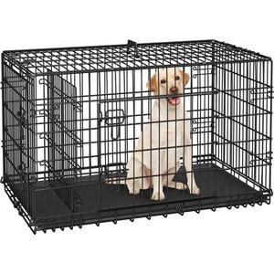 YAHEETECH Foldable Wire Dog Crate with Divider, Black, 42 inch