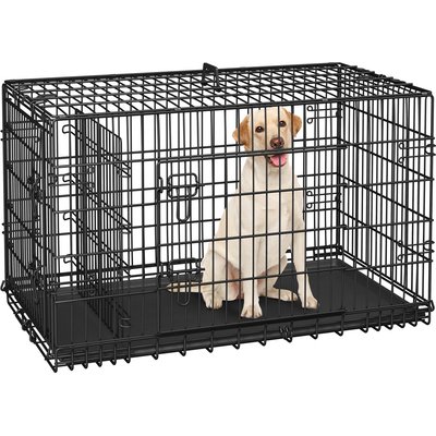 Yaheetech Yaheetech Foldable Wire Dog Crate with Divider, Black, 42 inch