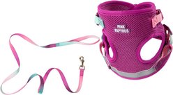 Pink Papyrus Reflective Nylon Cat Harness & Leash Set, Purple, Small
