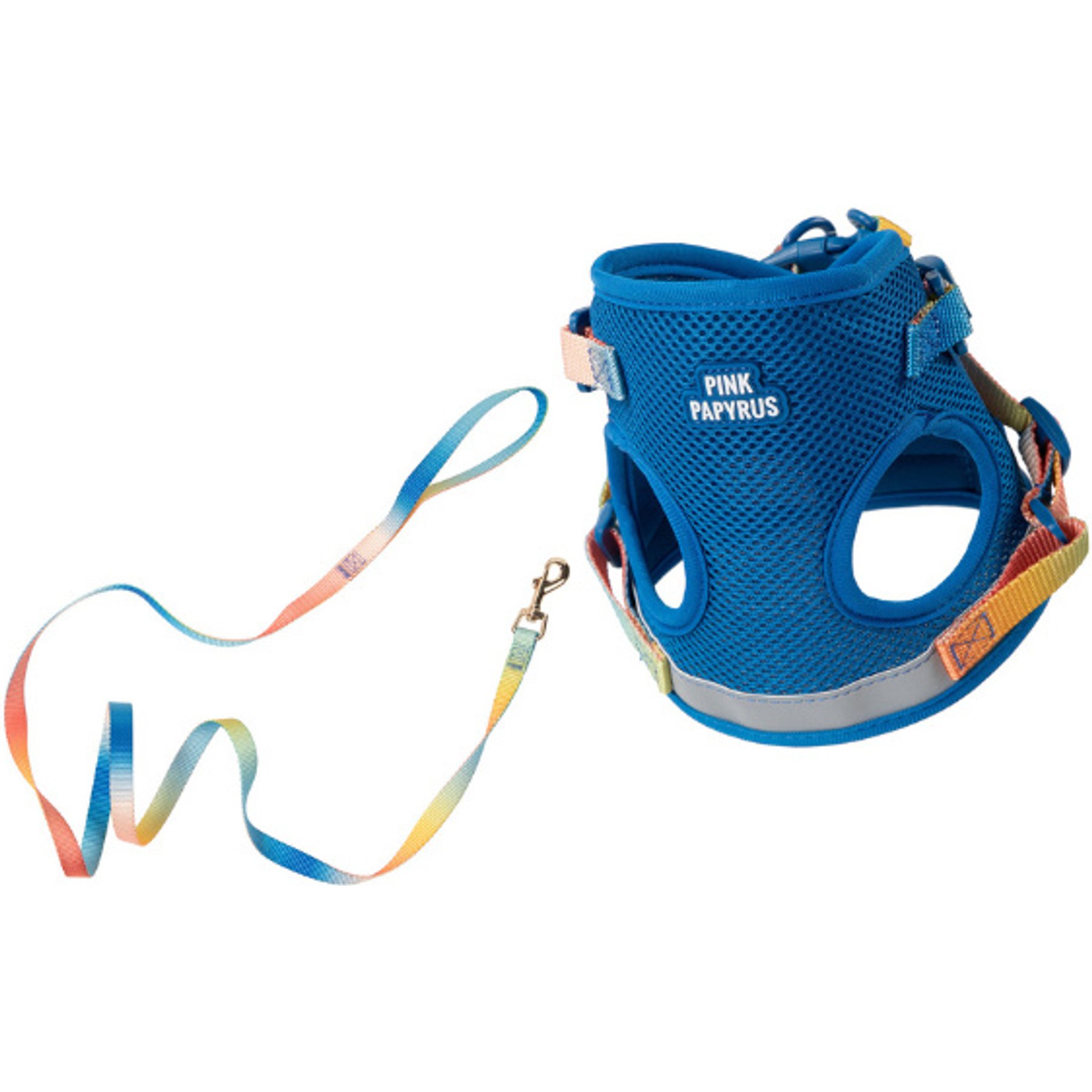 Pink Papyrus Reflective Nylon Cat Harness & Leash Set, Blue, Medium