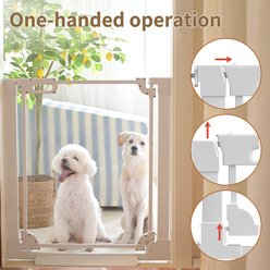 WAOWAO Auto-Close Clear Acrylic Dog Gate for Stairs & Hallways, 29-38-in, White slide 2 of 8