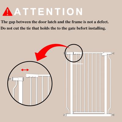 Show full view: WAOWAO Extra Tall Pressure Mounted Adjustable Metal Pet Dog Gate, 40.55-in x 29-33-in, White slide 7 of 11