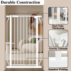 WAOWAO Extra Tall Pressure Mounted Adjustable Metal Pet Dog Gate, 40.55-in x 29-33-in, White slide 2 of 9