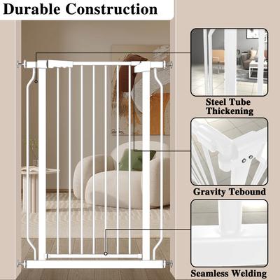 Show full view: WAOWAO Extra Tall Pressure Mounted Adjustable Metal Pet Dog Gate, 40.55-in x 29-33-in, White slide 9 of 11