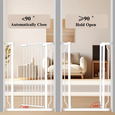 Show full view: WAOWAO Extra Tall Pressure Mounted Adjustable Metal Pet Dog Gate, 40.55-in x 29-33-in, White slide 8 of 11