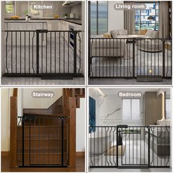 WAOWAO Extra Wide Pressure Mounted Adjustable Metal Pet Dog Gate, 63-72-in, Black slide 2 of 8