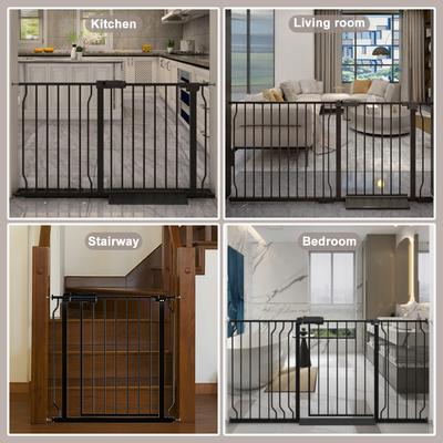Show full view: WAOWAO Extra Wide Pressure Mounted Adjustable Metal Pet Dog Gate, 24-29-in, Black slide 8 of 9
