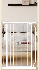 WAOWAO Extra Tall Pressure Mounted Adjustable Metal Pet Dog Gate, 40.55-in x 29-33-in, White