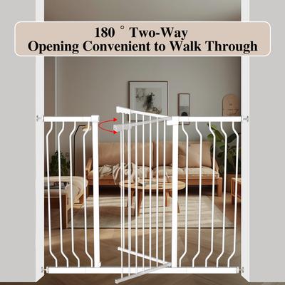 Show full view: WAOWAO Extra Tall Pressure Mounted Adjustable Metal Pet Dog Gate, 40.55-in x 29-33-in, White slide 6 of 11