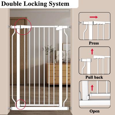 Show full view: WAOWAO Extra Tall Pressure Mounted Adjustable Metal Pet Dog Gate, 40.55-in x 29-33-in, White slide 4 of 11