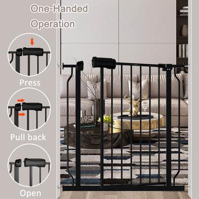 Show full view: WAOWAO Extra Wide Pressure Mounted Adjustable Metal Pet Dog Gate, 24-29-in, Black slide 2 of 9