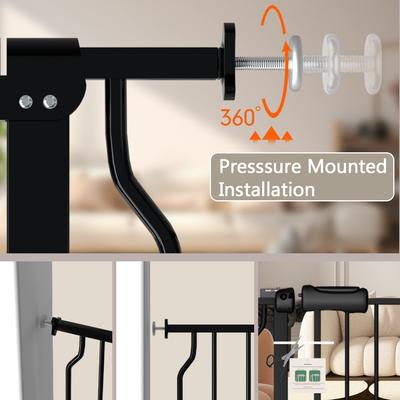 Show full view: WAOWAO Extra Wide Pressure Mounted Adjustable Metal Pet Dog Gate, 24-29-in, Black slide 7 of 9