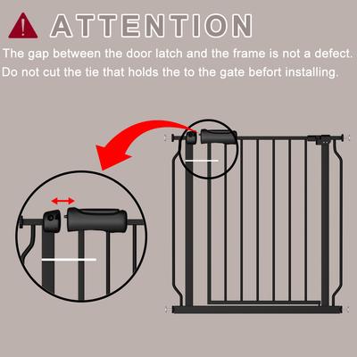 Show full view: WAOWAO Extra Wide Pressure Mounted Adjustable Metal Pet Dog Gate, 24-29-in, Black slide 3 of 9