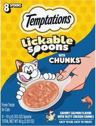 Temptations Lickable Spoons Salmon Flavor with Chicken Chunks Lickable Cat Treats, 2.8-oz spoon, 8 count