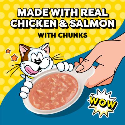 Show full view: Temptations Lickable Spoons Salmon Flavor with Chicken Chunks Lickable Cat Treats, 1.4-oz spoon, 4 count slide 4 of 10
