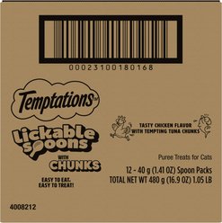 Temptations Lickable Spoons Chicken Flavor with Tuna Chunks Lickable Cat Treats, 1.4-oz spoon, 4 count