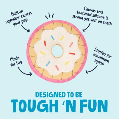 Show full view: GoDog Tough N Texture Donut Dog Toy, Pink slide 2 of 7