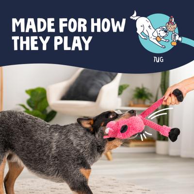 Show full view: GoDog Checkers Skinny Pig Squeaker Dog Toy, Pink, Small slide 6 of 7