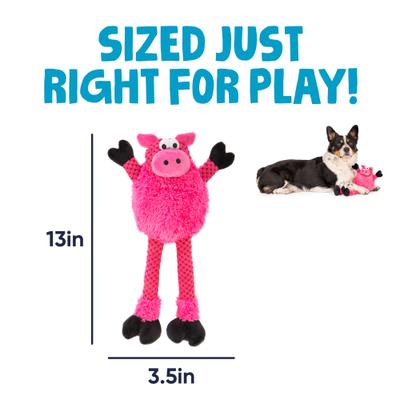 Show full view: GoDog Checkers Skinny Pig Squeaker Dog Toy, Pink, Small slide 3 of 7