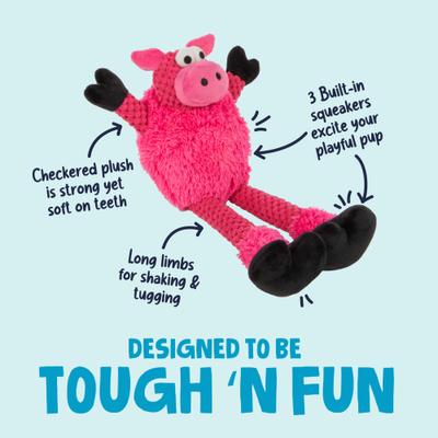 Show full view: GoDog Checkers Skinny Pig Squeaker Dog Toy, Pink, Small slide 2 of 7