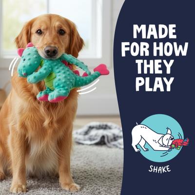 Show full view: GoDog Dragons Chew Guard Squeaky Plush Dog Toy, Seaform, Large slide 7 of 10