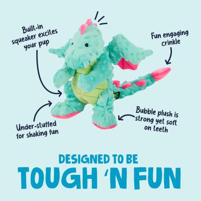 Show full view: GoDog Dragons Chew Guard Squeaky Plush Dog Toy, Seaform, Large slide 3 of 10