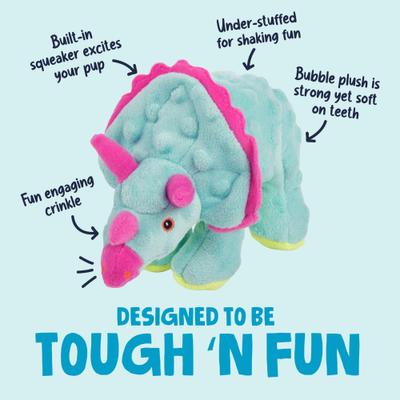 Show full view: GoDog Teal Dinos Frills Chew Guard Squeaky Plush Dog Toy, Small slide 2 of 8