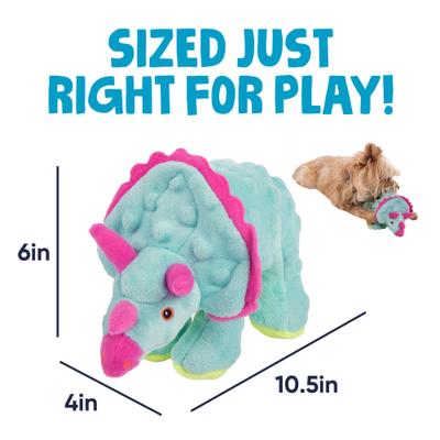Show full view: GoDog Teal Dinos Frills Chew Guard Squeaky Plush Dog Toy, Small slide 3 of 8
