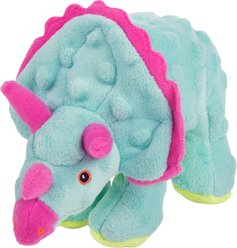 GoDog Teal Dinos Frills Chew Guard Squeaky Plush Dog Toy, Small