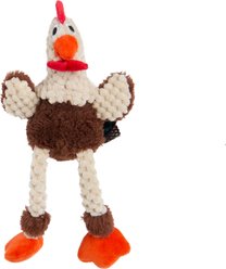 GoDog Checkers Chew Guard Rooster Squeaky Plush Dog Toy, Mini