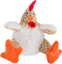 GoDog Checkers Chew Guard Rooster Squeaky Plush Dog Toy, Mini