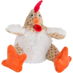 GoDog Checkers Chew Guard Rooster Squeaky Plush Dog Toy, Mini