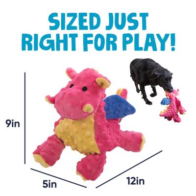 Show full view: GoDog Dragons Chew Guard Squeaky Plush Dog Toy, Coral, Large slide 4 of 10