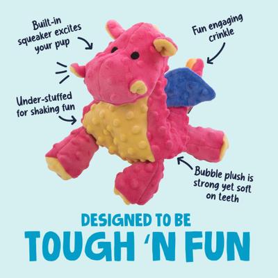 Show full view: GoDog Dragons Chew Guard Squeaky Plush Dog Toy, Coral, Large slide 3 of 10