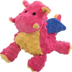 GoDog Dragons Chew Guard Squeaky Plush Dog Toy, Coral, Large