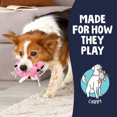 Show full view: GoDog Just for Me Chew Guard Flying Pig Squeaky Plush Dog Toy, Light Pink, Tiny slide 7 of 11